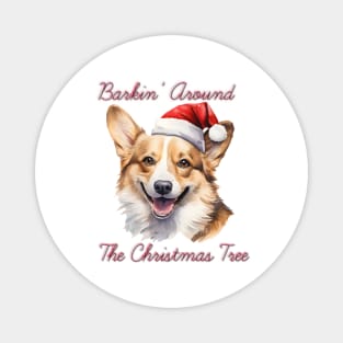 Christmas Corgi Dog in Santa Hat Magnet